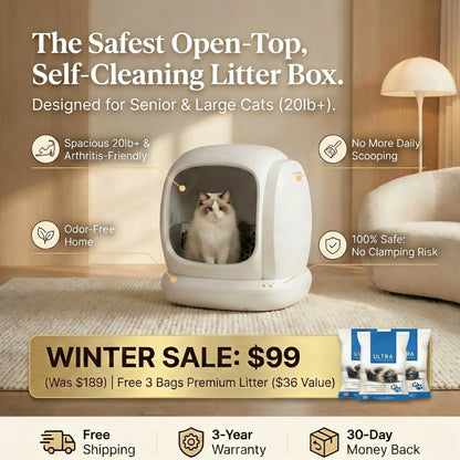 Intelligent Health-Tracking Cat Litter Box | 9 Sensors, 75L Capacity, Silent Design