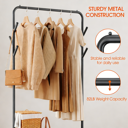 3-in-1 Rolling Garment Rack: Versatile Storage for Your Wardrobe