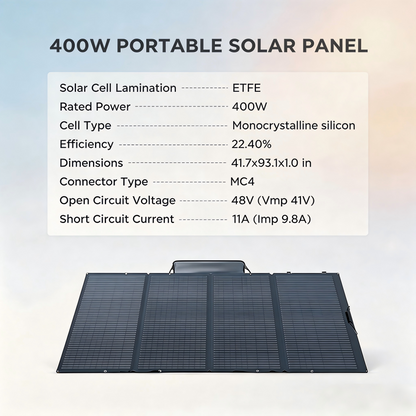 400W Portable Foldable Solar Panel with Stand - IP68 Waterproof