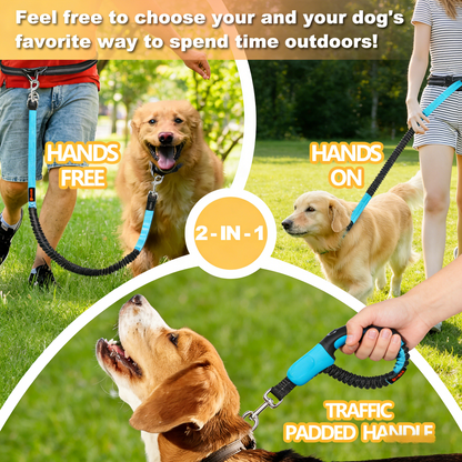 Hands-Free Dog Leash, Adjustable Waist & Bungee Handle