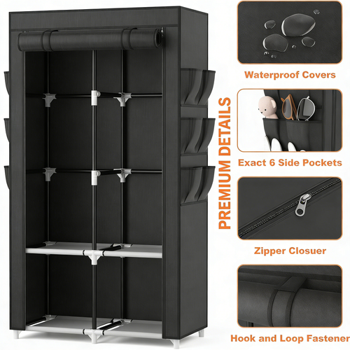 Heavy-Duty Portable Wardrobe Closet with Adjustable Storage & Waterproof Cover