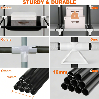 Heavy-Duty Portable Wardrobe Closet with Adjustable Storage & Waterproof Cover