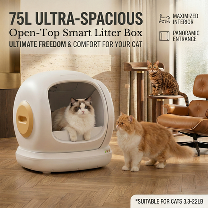 Intelligent Health-Tracking Cat Litter Box | 9 Sensors, 75L Capacity, Silent Design