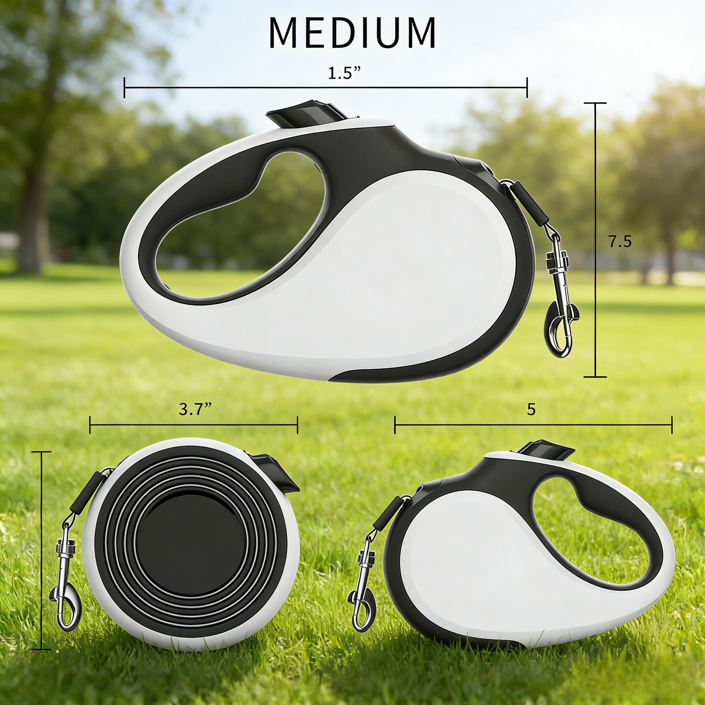 360° Tangle-Free Retractable Dog Leash, 16ft Nylon Tape with One-Handed Brake & Lock