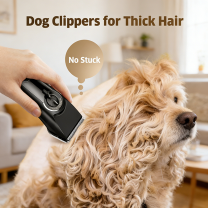 Dog Grooming Clippers, Low Noise Heavy Duty with Detachable Metal Blades