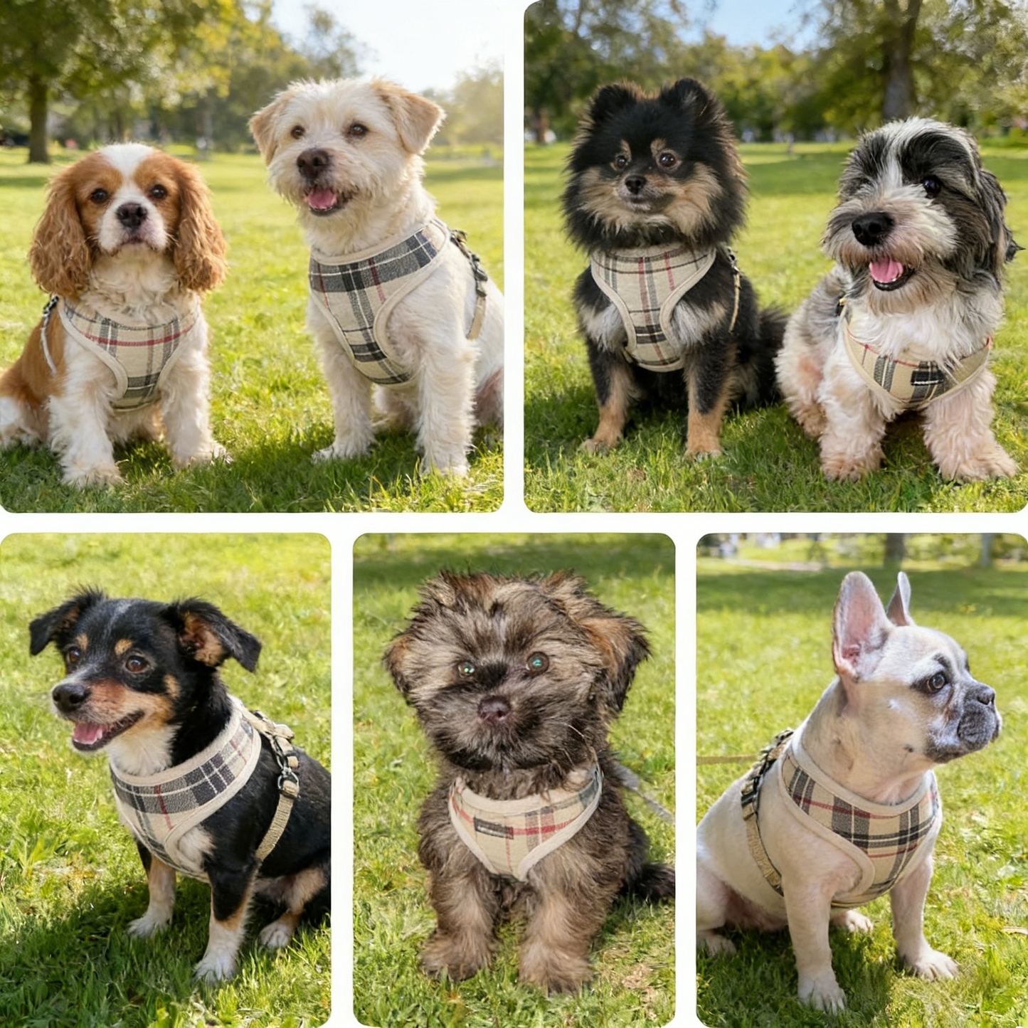 Soft Mesh Harness Set for Small/Medium Dogs, No-Choke & Adjustable