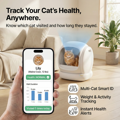Intelligent Health-Tracking Cat Litter Box | 9 Sensors, 75L Capacity, Silent Design