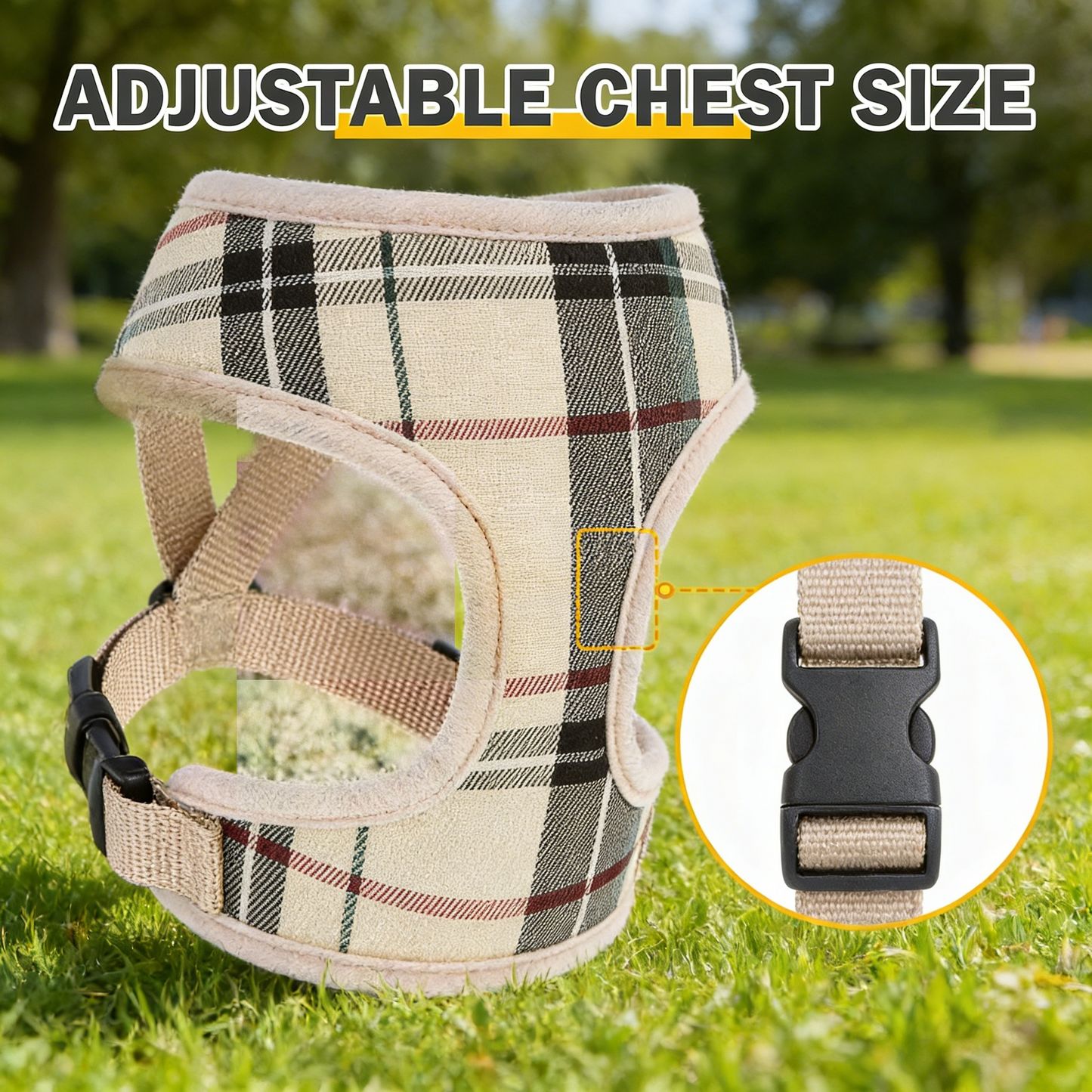 Soft Mesh Harness Set for Small/Medium Dogs, No-Choke & Adjustable