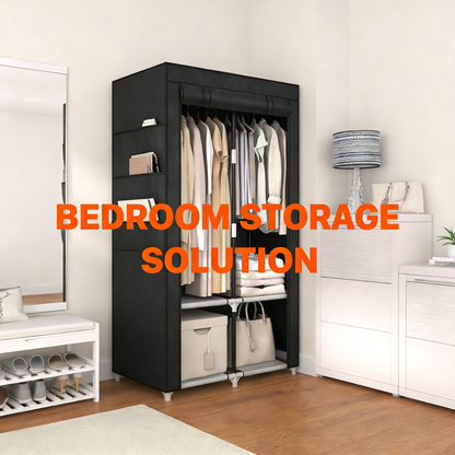 Heavy-Duty Portable Wardrobe Closet with Adjustable Storage & Waterproof Cover
