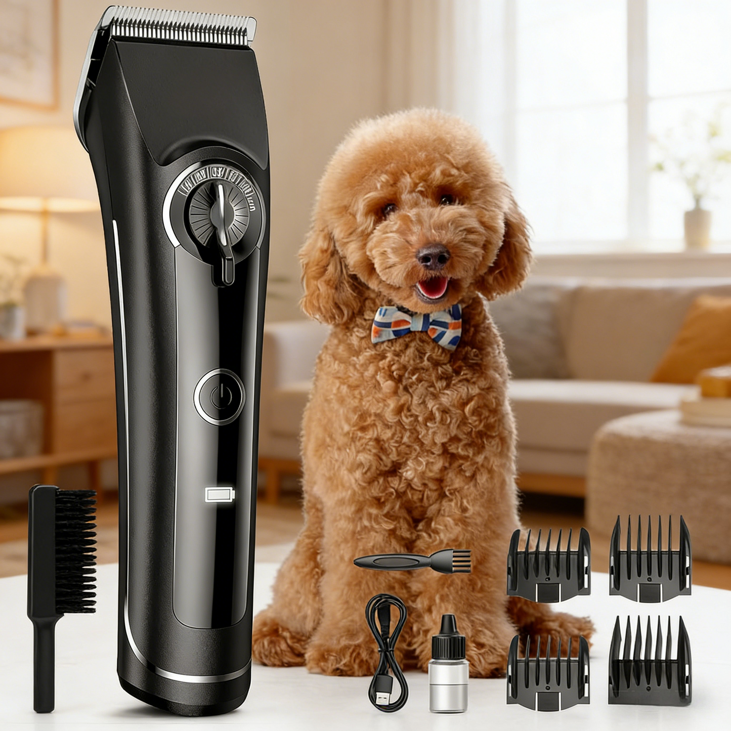 Dog Grooming Clippers, Low Noise Heavy Duty with Detachable Metal Blades
