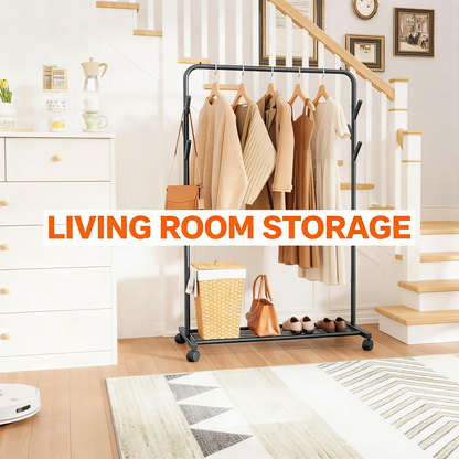 3-in-1 Rolling Garment Rack: Versatile Storage for Your Wardrobe