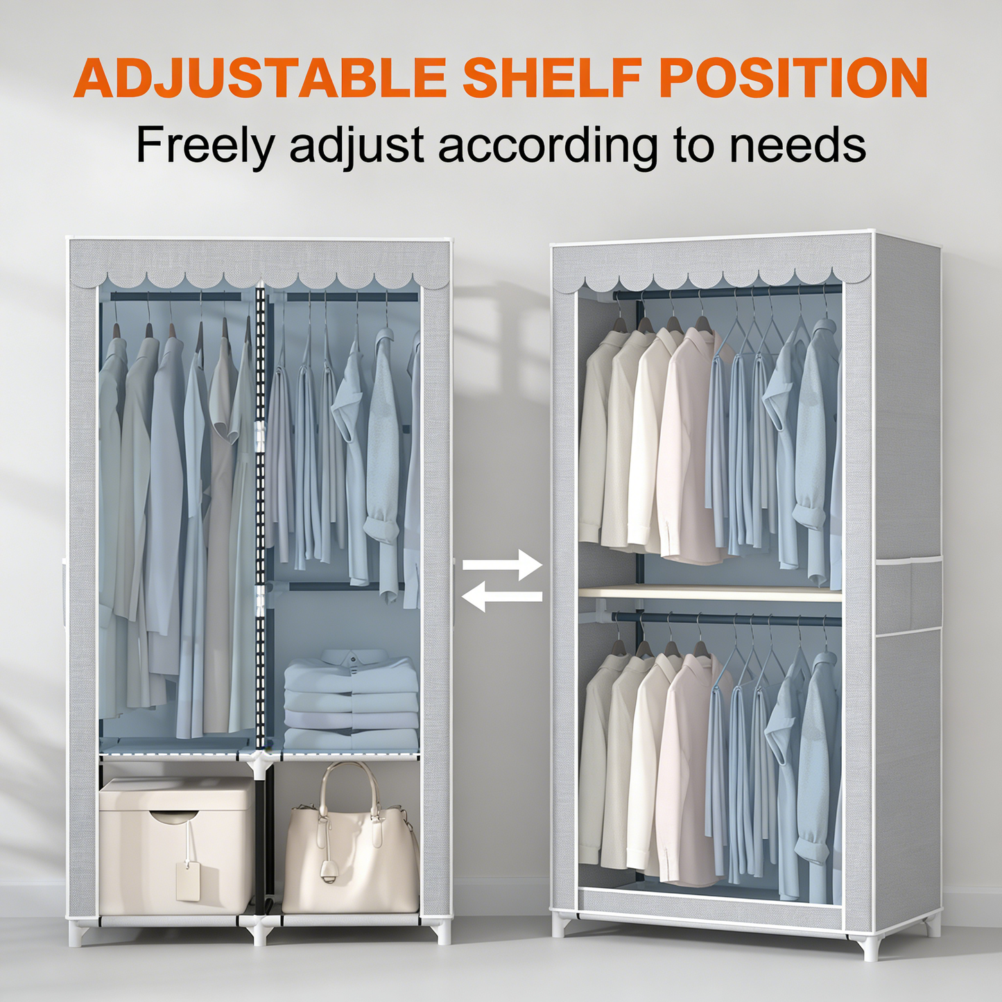 Heavy-Duty Portable Wardrobe Closet with Adjustable Storage & Waterproof Cover