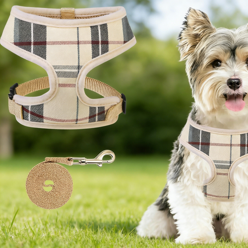 Soft Mesh Harness Set for Small/Medium Dogs, No-Choke & Adjustable