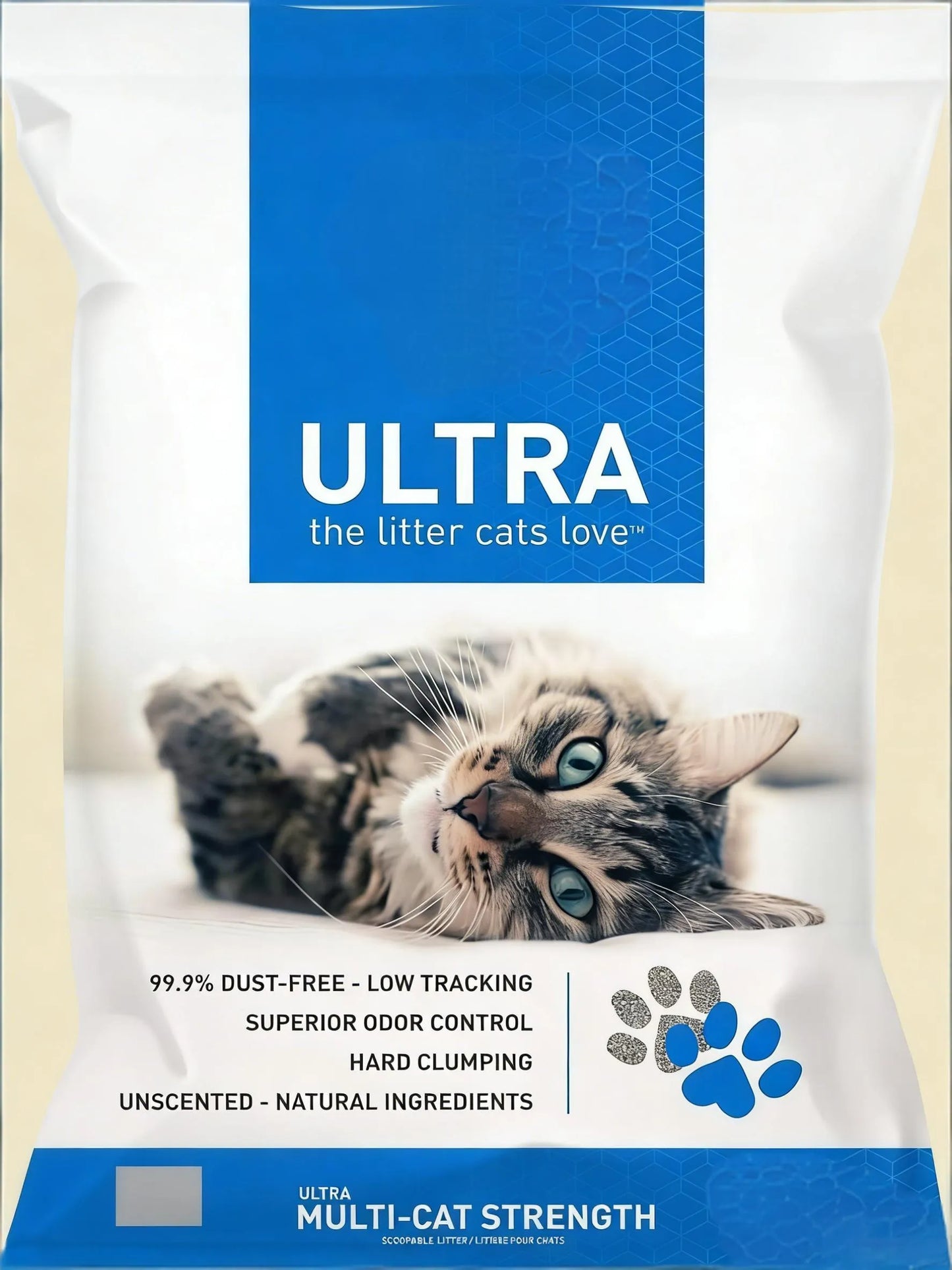Ultra Clumping Unscented Clay Cat Litter, 18lb, Fast-Clumping, Strong Odor Control, Low Dust