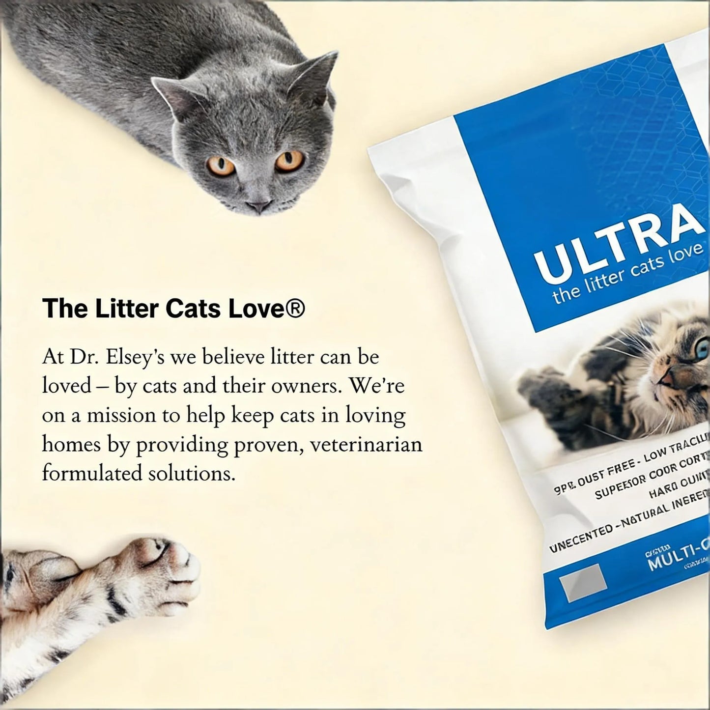 Ultra Clumping Unscented Clay Cat Litter, 18lb, Fast-Clumping, Strong Odor Control, Low Dust