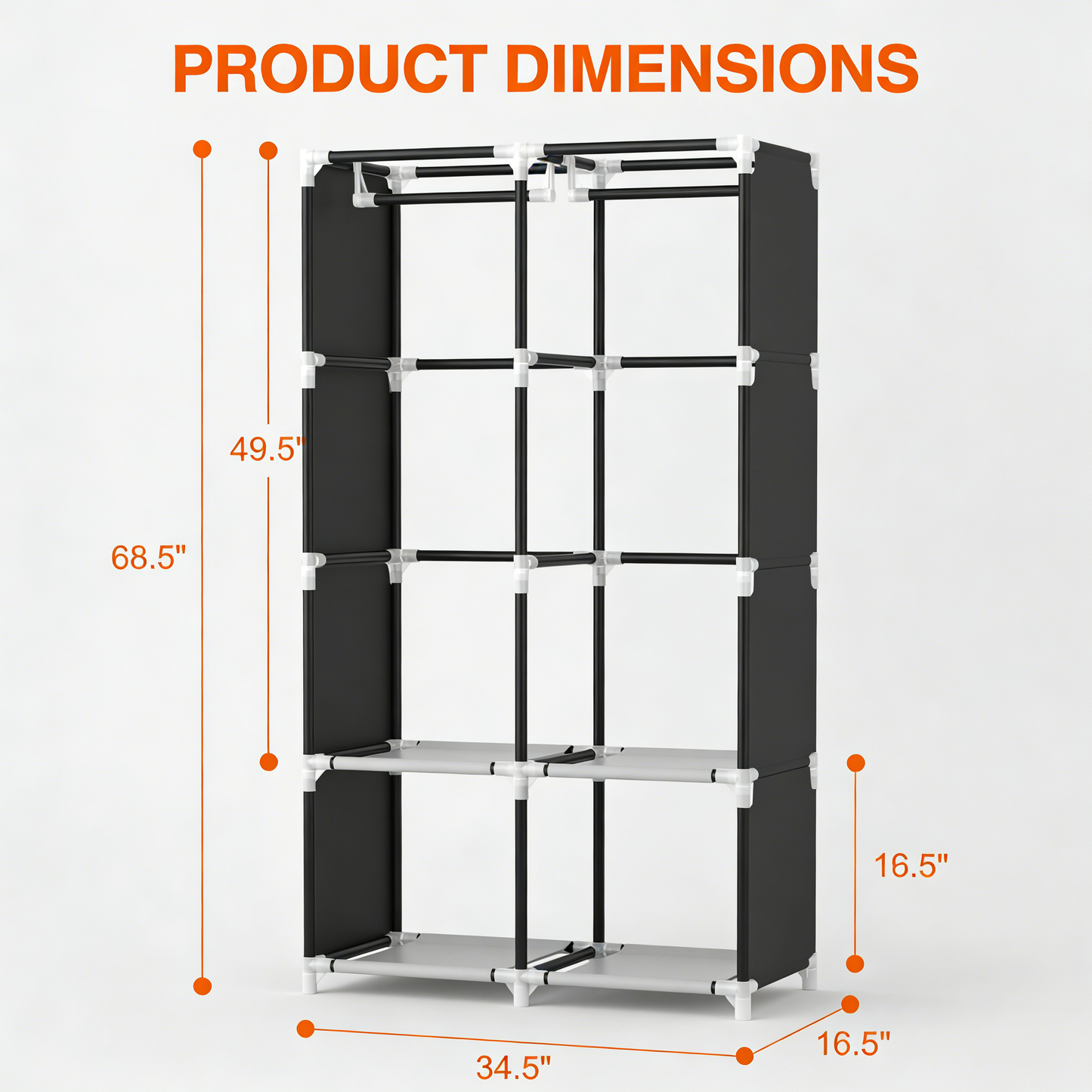 Heavy-Duty Portable Wardrobe Closet with Adjustable Storage & Waterproof Cover